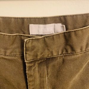 J.Crew dark green wide legged pants.